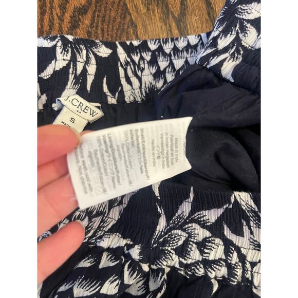 J.Crew smocked-trim maxi skirt Sz. S pineapple print navy white 100% cotton - Picture 3 of 8